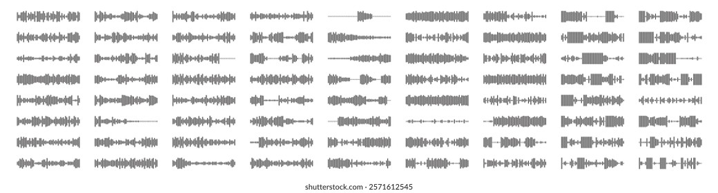 Voice message wave, podcast audio, recording audio chat. Audio memo or player sound wave