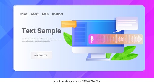 voice messages audio chat application on monitor screen online communication concept horizontal