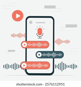 Voice messages bubble icon with sound wave and microphone Voice messaging