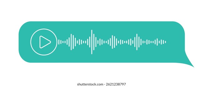 Ícone de balão de mensagens de voz com onda de som e microfone. Correspondência de mensagens de voz. Ilustração de vetor de estilo plano moderno.
