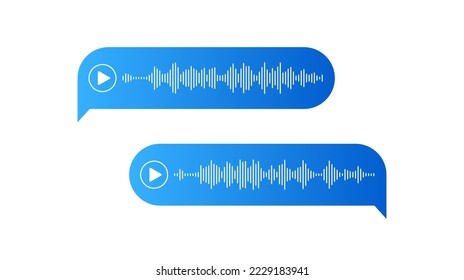 Mensajes de voz. Burbujas con grabación de audio. Concepto de mensajería de chat Ui. Burbujas de discursos. Interfaz para llamadas de sonido y registros de voz. 