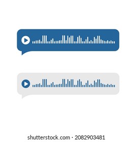 Voice messages bubbles icon. Chat notification template. Audio waves recording. Vector illustration isolated on blue background