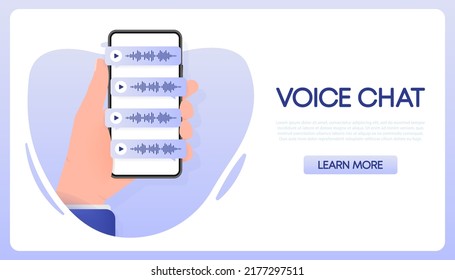 Voice messages bubbles, Message notification. Messengers and social media. Vector illustration.