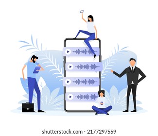 Voice messages bubbles, Message notification. Messengers and social media. Vector illustration.