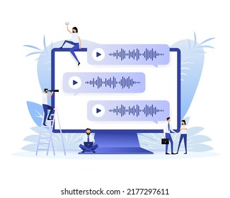 Voice messages bubbles, Message notification. Messengers and social media. Vector illustration.