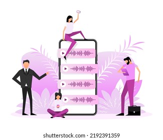 Voice messages bubbles, Message notification. Messengers and social media. Vector illustration.