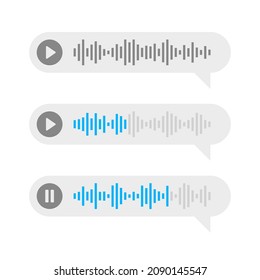 Voice Messages Bubbles Set on White Background. Vector illustration