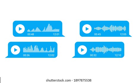 Voice Messages Bubbles For Social Media Chat. Vector Illustration