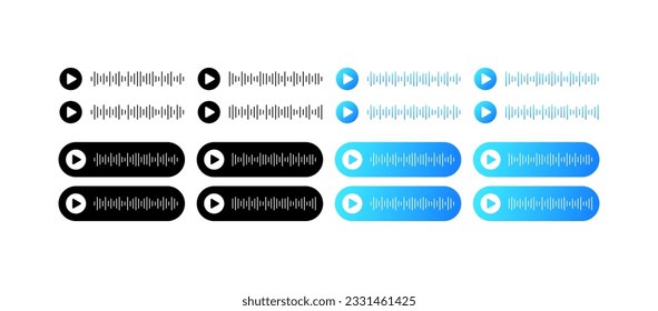 Voice messages. Flat, color, voice message layout, record voice message. Vector icons.