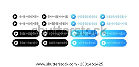 Voice messages. Flat, color, voice message layout, record voice message. Vector icons.