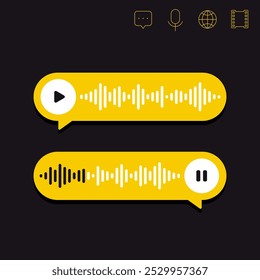 Icono de mensajes de voz, reproducir nota de audio, diseño de Vector