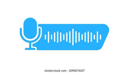 Voice Messages Icon. Voice Recognition With Microphone And Sound Wave. Voice Assistant. Voice Chat Logo. Audio Message, Event Notification. Audio Record Concept. Vector Illustration.