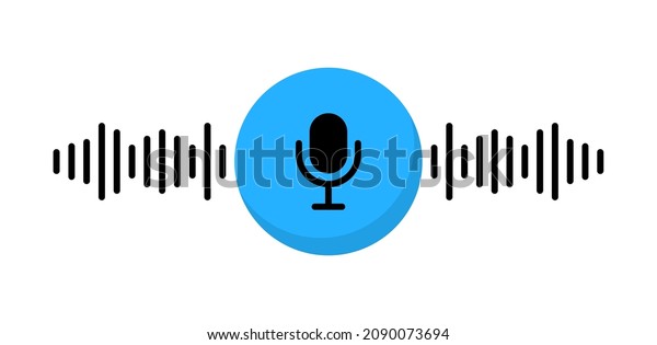 Voice messages icon. Voice recognition with\
microphone and sound wave. Voice assistant. Voice chat logo. Audio\
message, event notification. Audio record concept. Vector\
illustration.