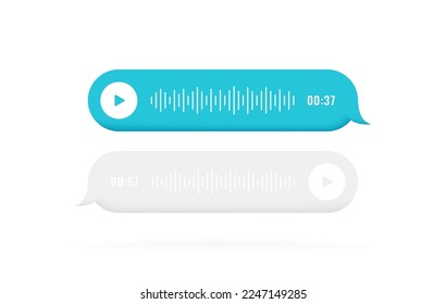 Voice messages icon with sound wave for social media. Voice correspondence in social media. Sms template bubbles for compose voice dialogues. Vector illustration.