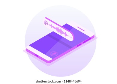Voice Messages Isometric, event notification. Vector illustration