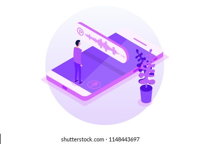 Voice Messages Isometric, event notification. Vector illustration