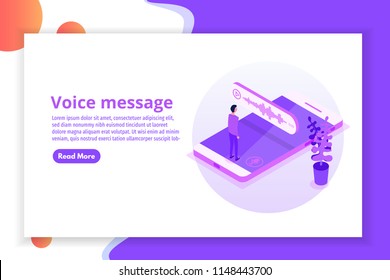 Voice Messages Isometric, event notification. Vector illustration