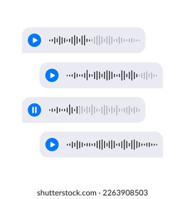 Voice Messages Ui. Voice Mail Message Interface for Apps. Vector Illustration