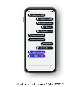 Voice messages visualisation UX UI design on smartphone screen.