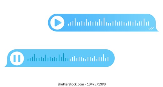 Voice messaging. Voice message icons. Message recording. Voice ntification. Speech bubble icon. Talk bubble. Text message. Chat messenger icon. Digital communication. Chatting concept. EPS 10