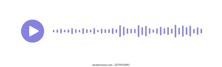 Voice Messaging-App-Plattenschnittstelle mit Play-Taste. Rauschen des Hörspektrums. Mobile Social Network Soundbar. Soundeffekt. Equalizer Symbol mit Soundwave Linie. Vektorgrafik.