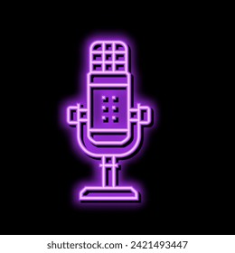 voice mic microphone neon light sign vector. voice mic microphone illustration
