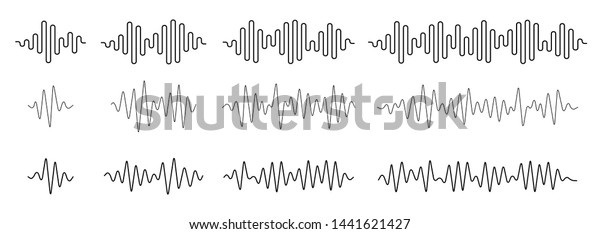 Voice or music audio spectrum. Sound wave line.\
Soundwave form