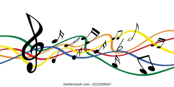 Voice, musical notes stave line pattern symbol icon for staff and music note theme. Background wave for Piano, jazz sound notes. Cartoon vector key sign. Classic clef Doodle quaver G melody. rhythms