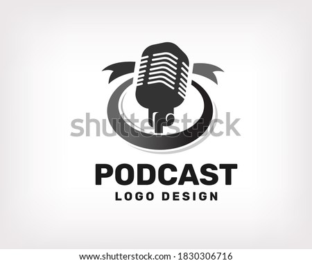 voice, musical, studio show performance circle podcast logo, icon, symbol design illustration