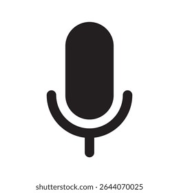 Ícone-Microfone de Nota de Voz em preto, ilustração vetorial isolada, eps