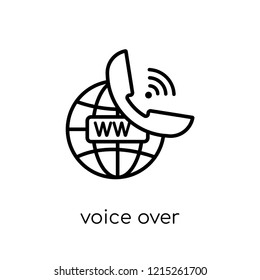 voice over internet protocol icon. Trendy modern flat linear vector voice over internet protocol icon on white background from thin line Internet Security and Networking collection, 