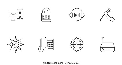 Voice over IP icons set . Voice over IP pack symbol vector elements for infographic web