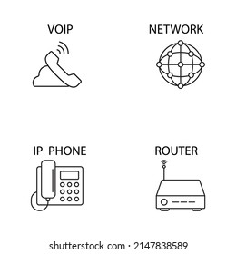Voice over IP icons set . Voice over IP pack symbol vector elements for infographic web