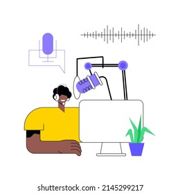 Voice over services abstract concept vector illustration. Voice over recording studio, audio and video production services, narration artist, advertising agency, text to speech abstract metaphor.