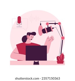 Voice over services abstract concept vector illustration. Voice over recording studio, audio and video production services, narration artist, advertising agency, text to speech abstract metaphor.