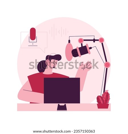 Voice over services abstract concept vector illustration. Voice over recording studio, audio and video production services, narration artist, advertising agency, text to speech abstract metaphor.