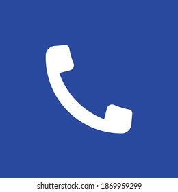 Rufnummernsymbol. Einfaches Telefonsymbol auf blauem Hintergrund 