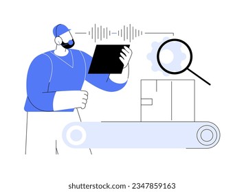 Voice picking abstract concept vector illustration. Warehouse worker with headset tasking, wholesale business, foreign trade, voice recognition app, inventory technologies abstract metaphor.