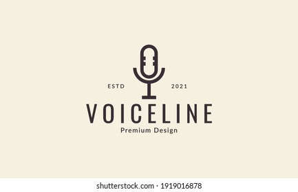 voice or podcast microphone line logo design vector icon symbol illustration