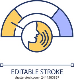 Voice progress meter RGB color icon. Speech measurement, scale. Communication difficulties. Language pronunciation issues. Isolated vector illustration. Simple filled line drawing. Editable stroke