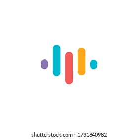 Voice recognition app logo. Audio equalizer logotype. Sound recorder,online microphone sign. Colorful music icon. Isolated rating, progress vector illustration. 