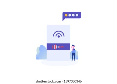 voice recognition or voice assistant illustration concept for web landing page template, banner, flyer and presentation