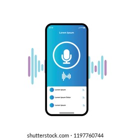 voice recognition by smartphone, vector illustration