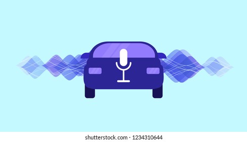Voice recognition in car. Speech to text, speech talk. Smart car concept.