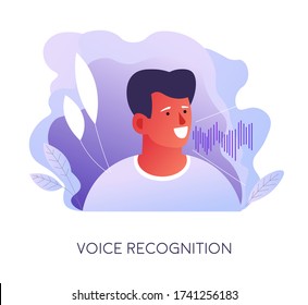 Voice Recognition Of Character To Access Or Authentication. Modern Technologies Detecting Tone Of Human, Biometric Data For Protection Of Personal Information, Artificial Intelligence Vector