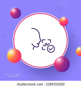 Voice recognition with checkmark line icon. Biometrics, successfully recognized, sound, personal data protection, unlock, verification. Biometry concept. Vector line icon for Business and Advertising.