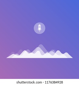 Voice recognition concept. Communication. Soundwave intelligent technologies. Microphone. Voice and sound imitation waves. Vector illustaration.