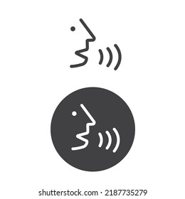 Voice recognition concept. Voice control black line icon.