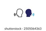 Voice recognition concept. Voice control line or flat icon set. Speaking vector on transferred background