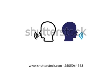 Voice recognition concept. Voice control line or flat icon set. Speaking vector on transferred background